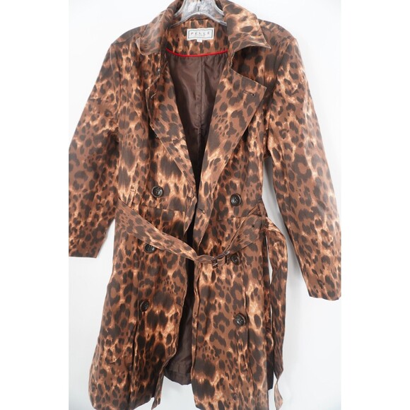 Pelle Studio Leopard Print Belted Women's Trench Coat Double Breasted Sz L - Picture 7 of 9